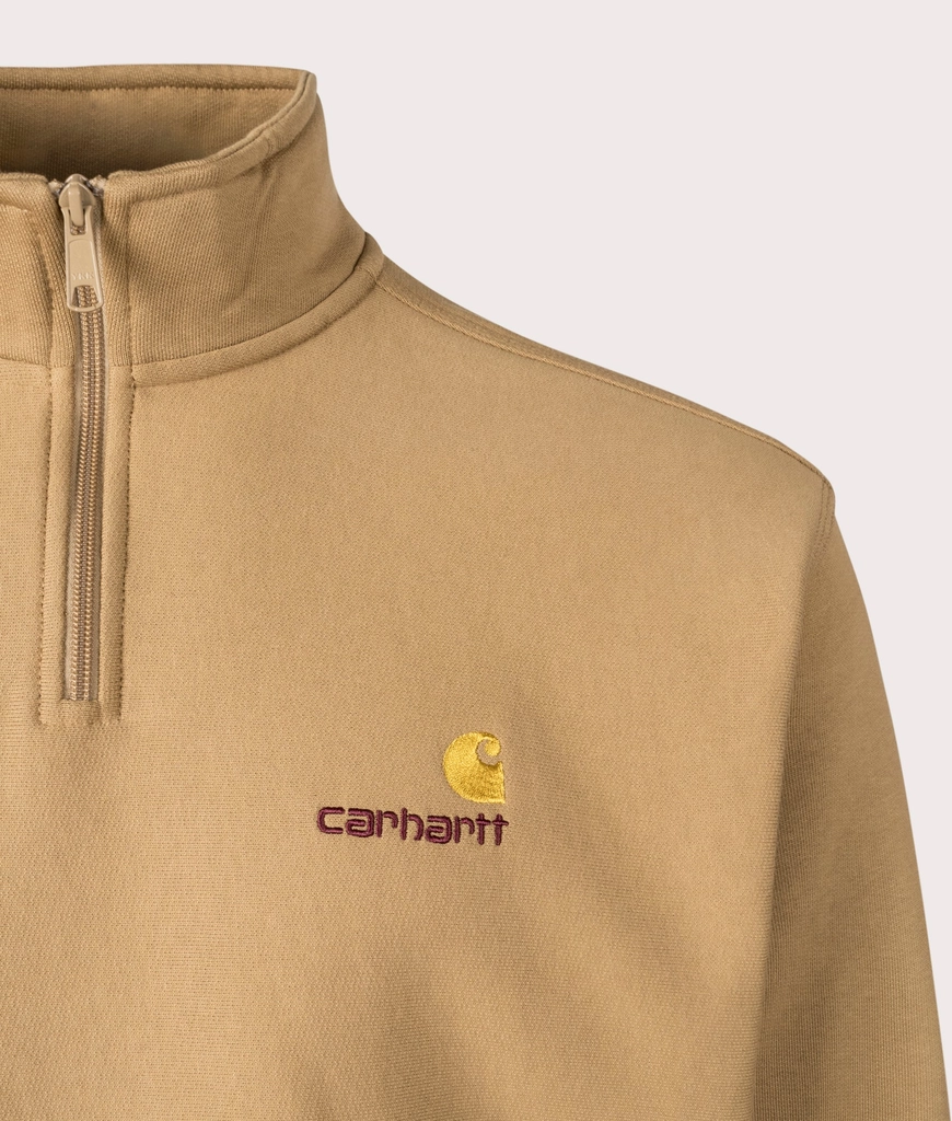 Carhartt WIP Mens Relaxed Fit Half Zip American Script Sweatshirt